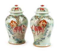 A Pair of Chinese Export Porcelain Ginger Jars