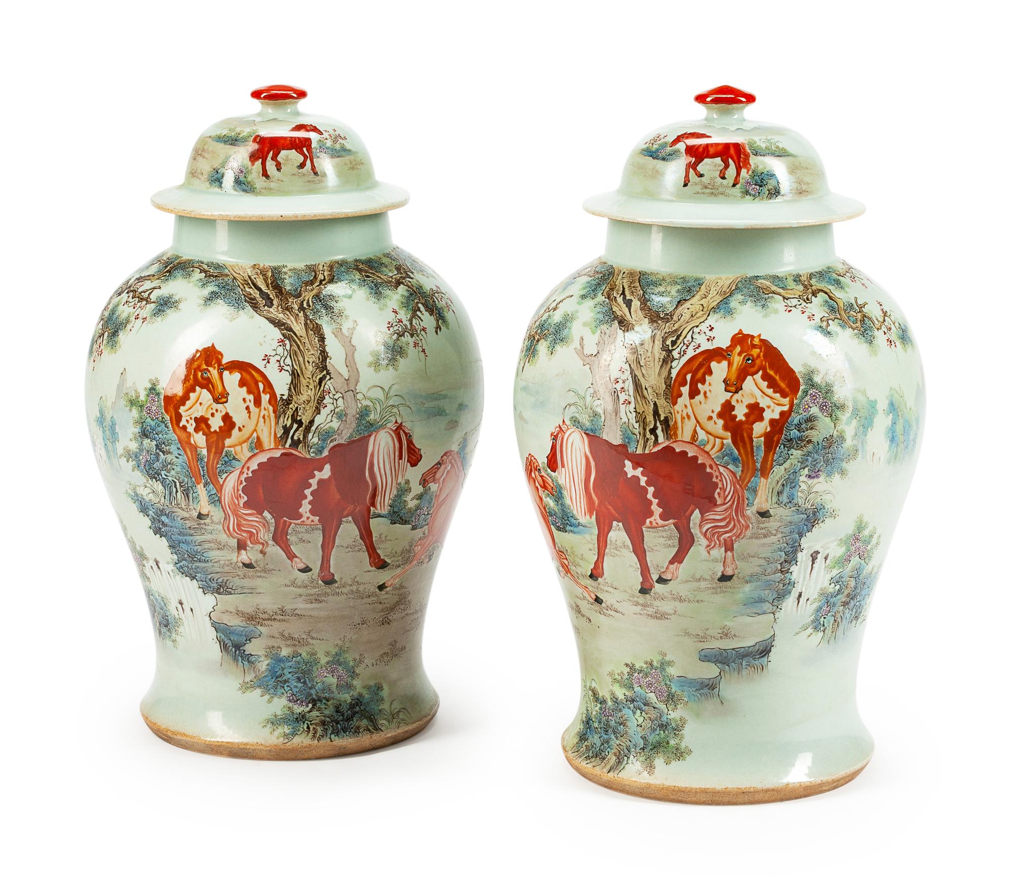 A Pair of Chinese Export Porcelain Ginger Jars