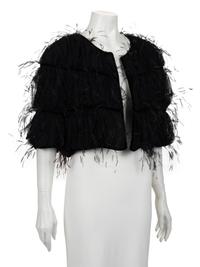 Ralph Rucci Silk Net and Ostrich Feather Crop Jacket