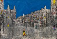 Whimsical Town Scene and Musicians