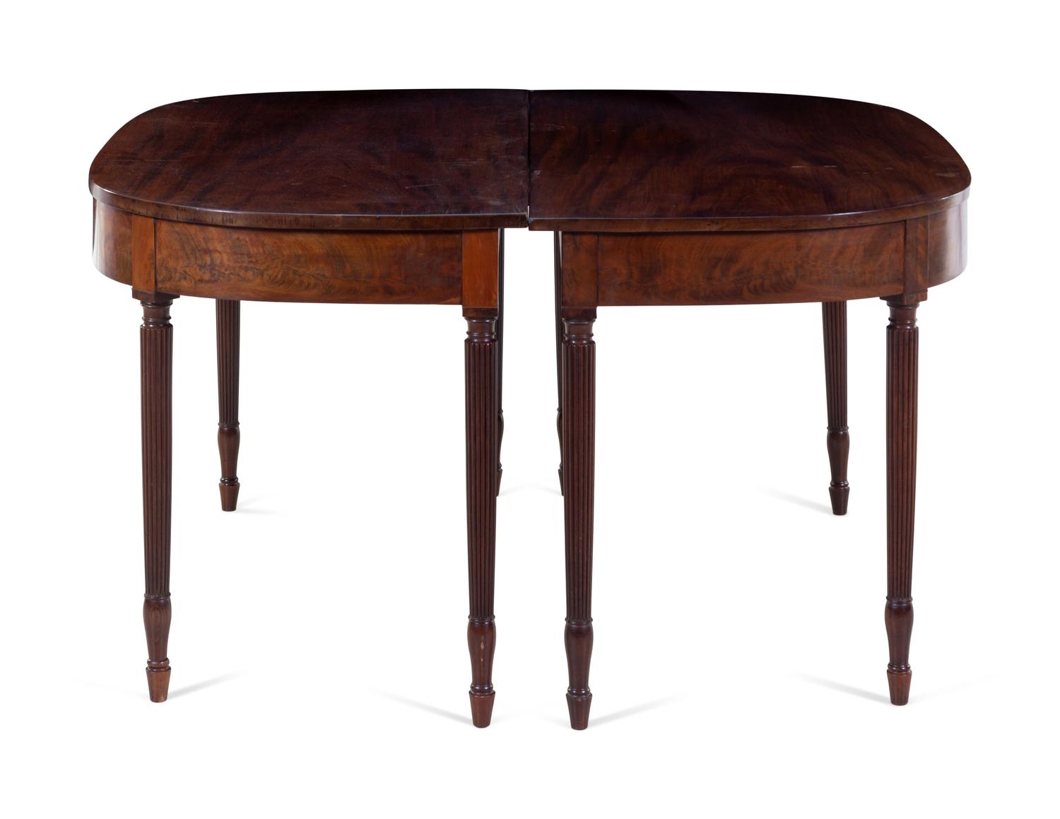 A Pair of Federal Mahogany Demilune Tables