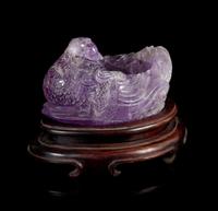 A Carved Amethyst Brush Washer Length 6 1/2 inches.