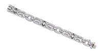 An Art Deco Platinum and Diamond Bracelet, 20.60 dwts.