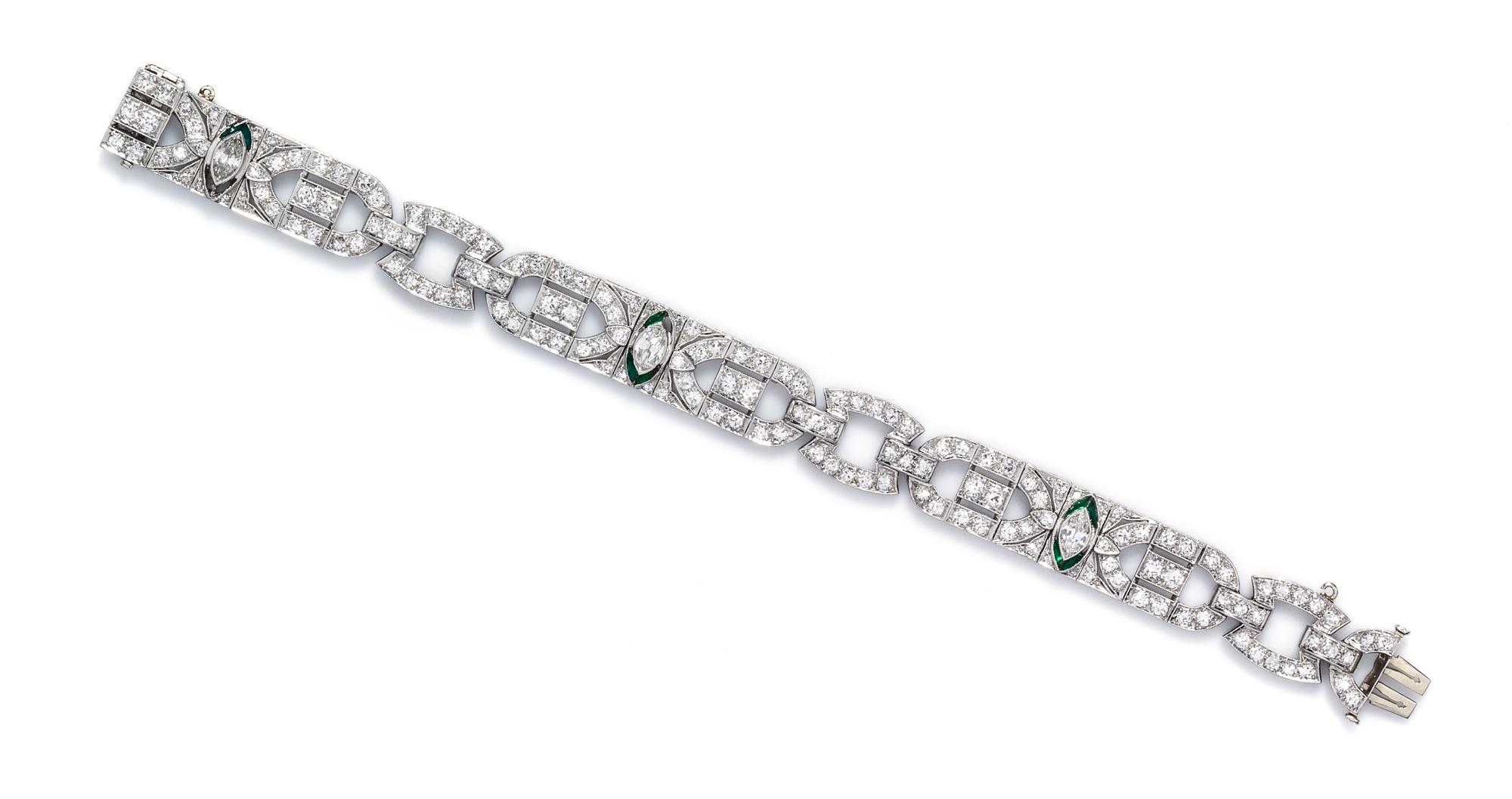 An Art Deco Platinum and Diamond Bracelet, 20.60 dwts.
