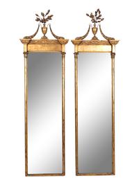 A Pair of Neoclassical Style Giltwood Pier Mirrors
