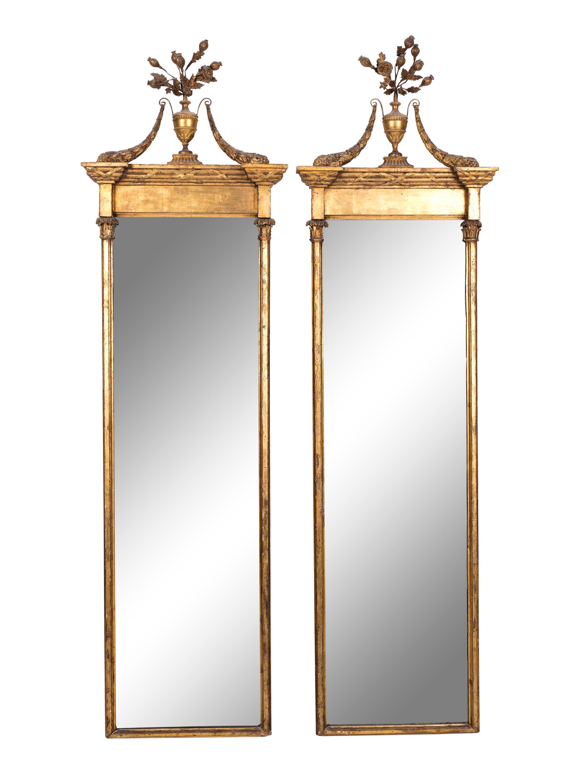 A Pair of Neoclassical Style Giltwood Pier Mirrors