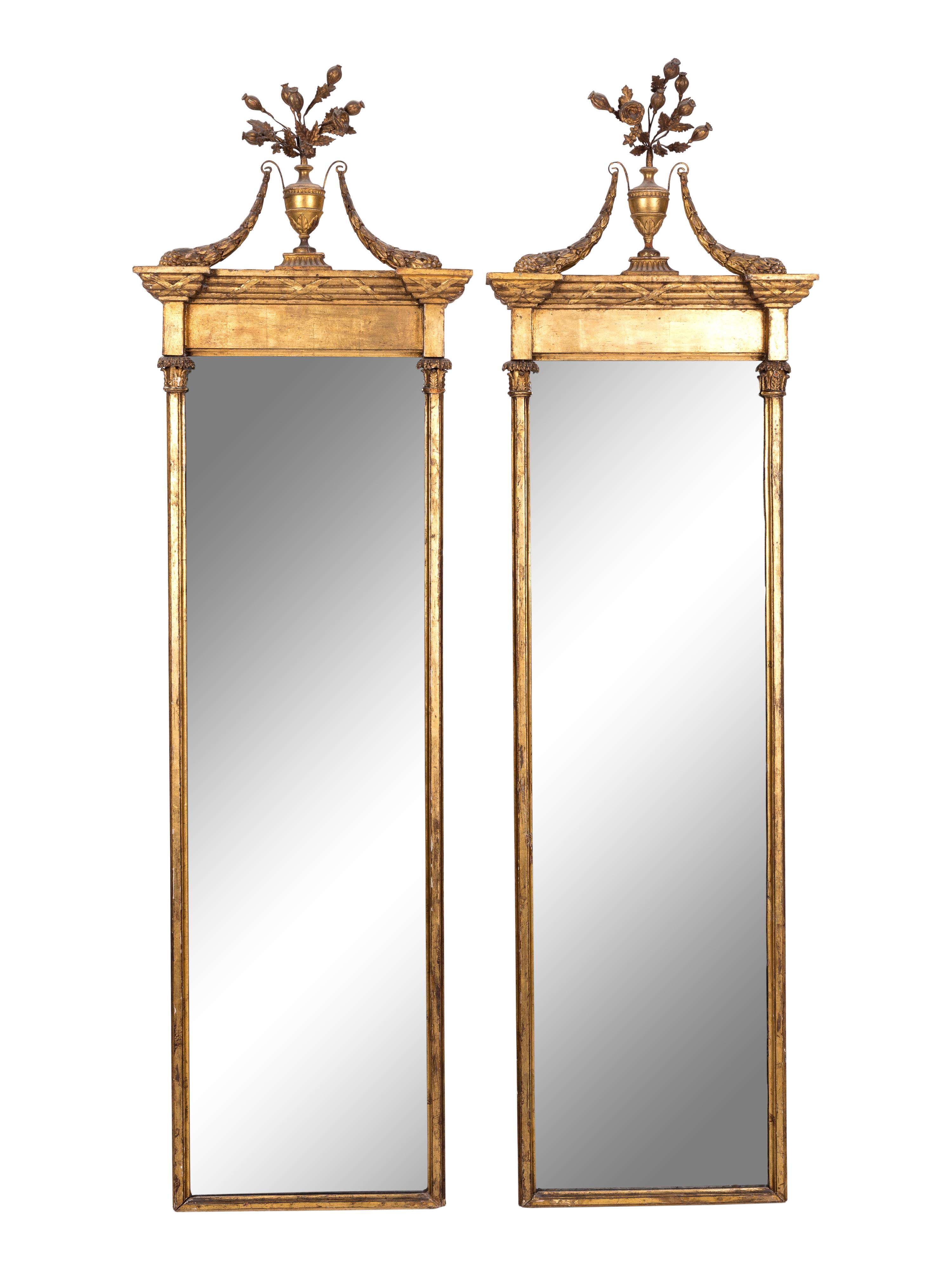 A Pair of Neoclassical Style Giltwood Pier Mirrors