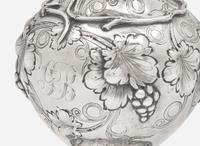 An assembled group of three silver repoussé tablewares, Canfield Brothers & Co. (active 1866-1879), Baltimore, MD, Reed & Barton, Taunton, MA, and Gelston & Co. (active 1837-1838), New York, NY, circa 1837-1890s