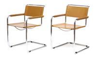 A Set of Six Italian Leather and Chrome Armchairs Height 34 inches. — STENDIG, 20TH CENTURY