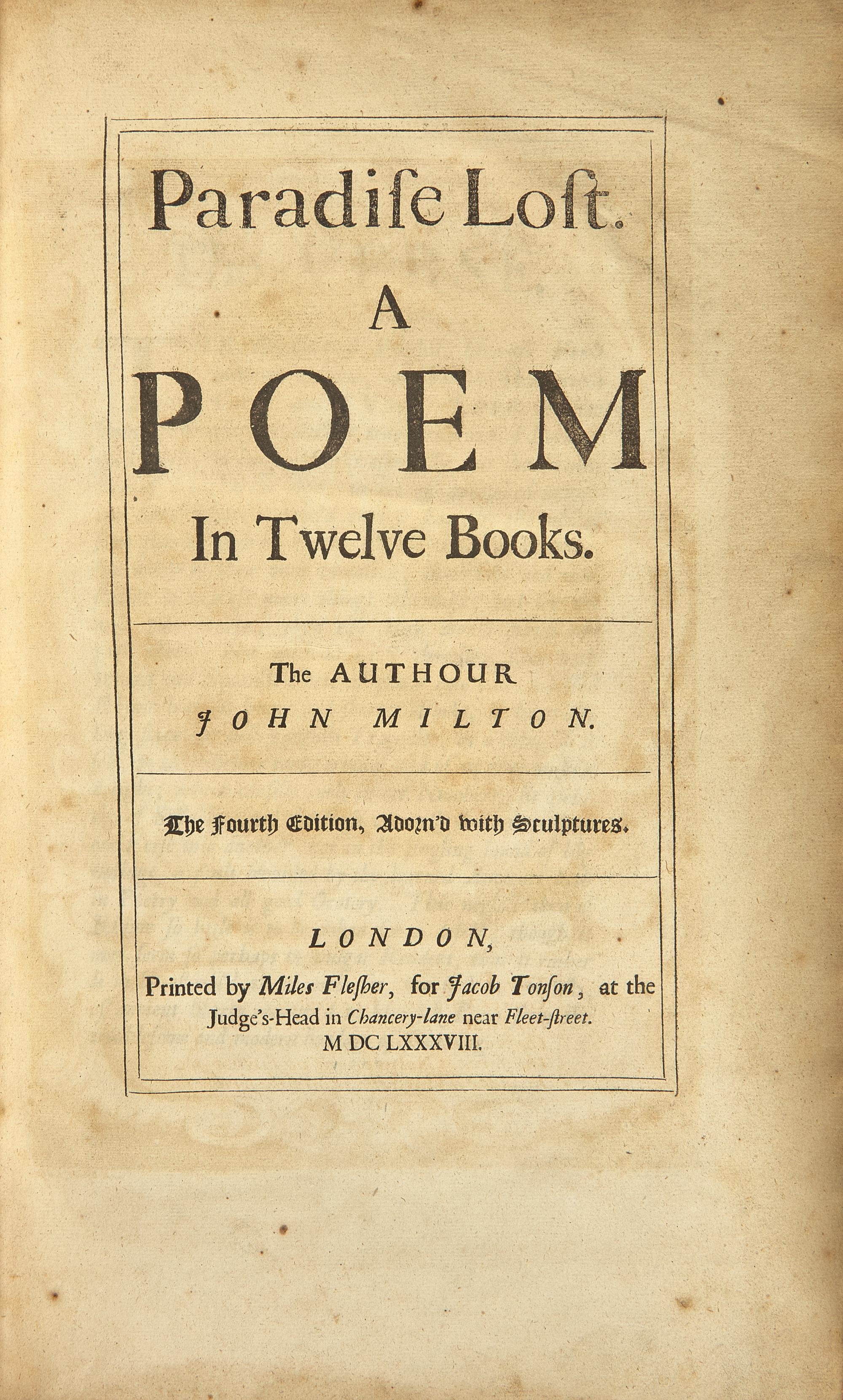 Milton, John. Paradise Lost. A Poem in Twelve Books