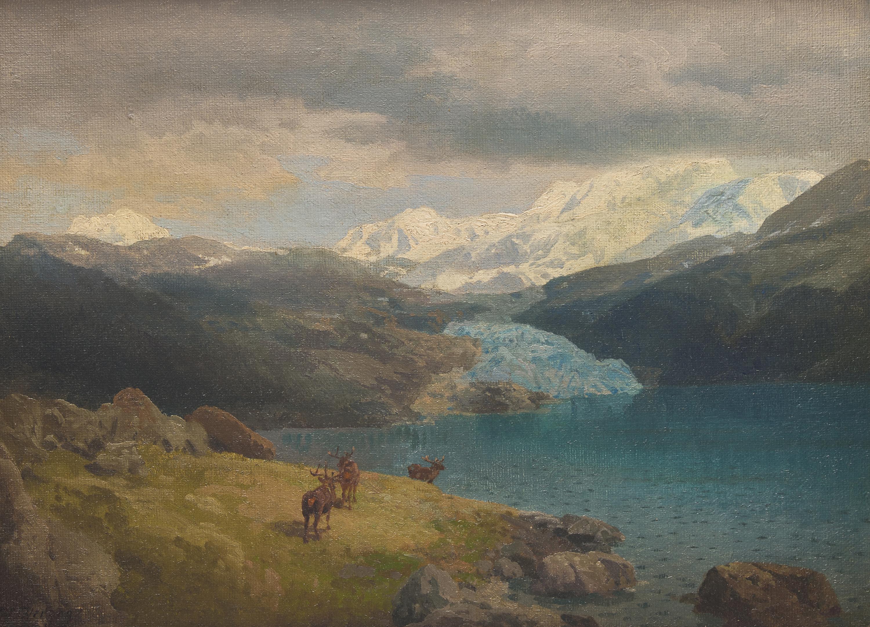 Hermann Herzog (American/German, 1832-1932) — Elk Watering