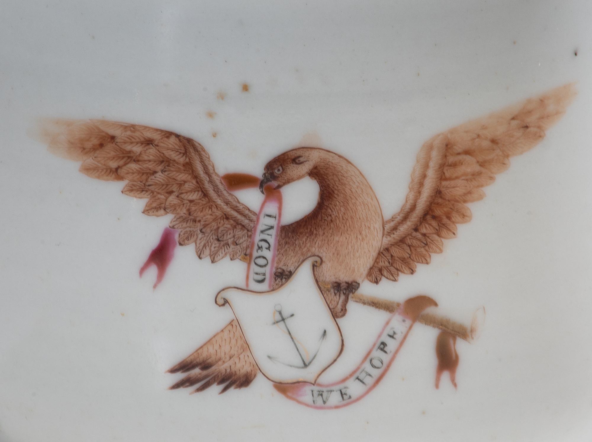 A Chinese Export Rhode Island Eagle Covered Sugar