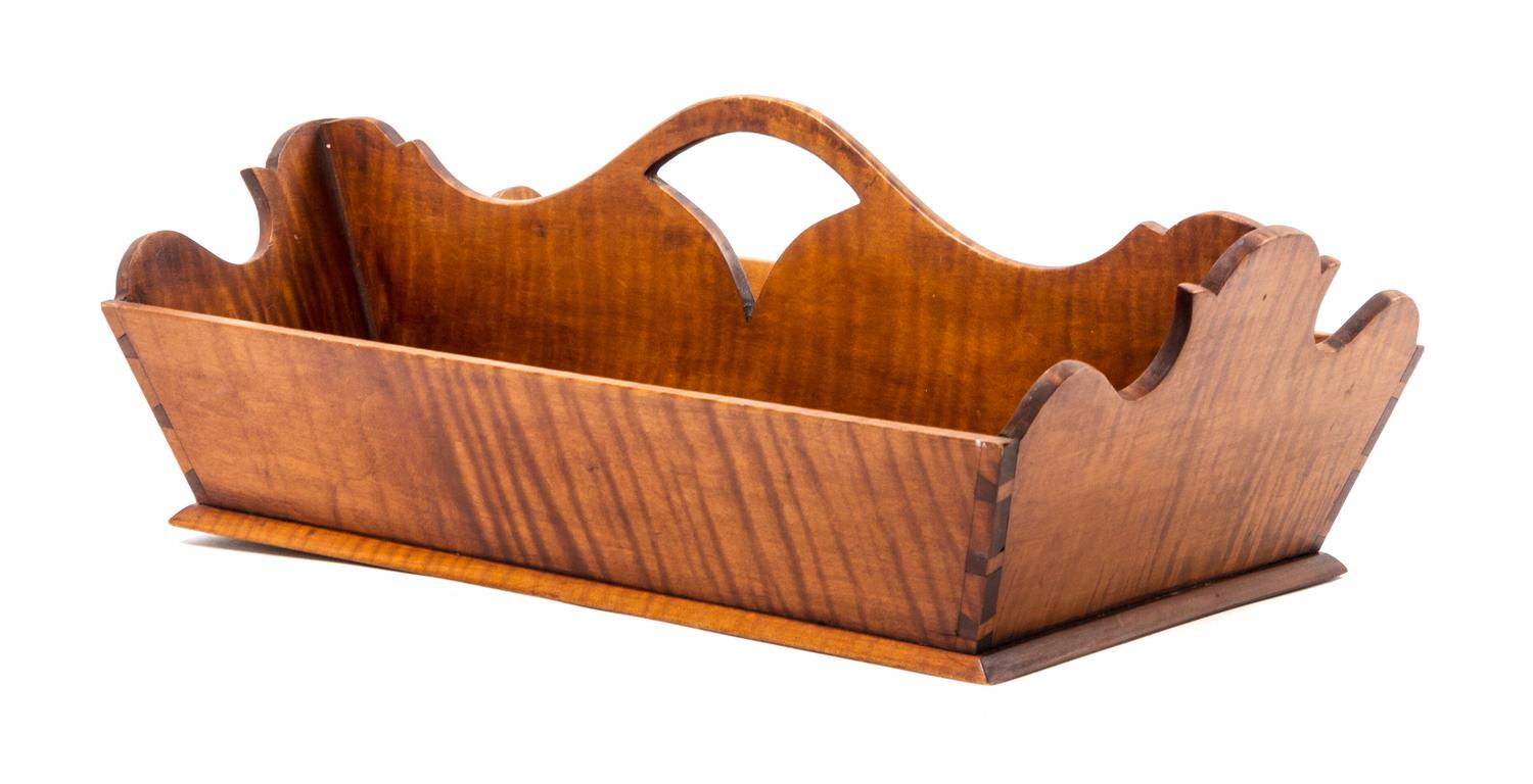 A Wood Hinge-Top Box and An Eldred Wheeler Maple Knife Box Length of knife box 16 1/4 inches. — 20TH CENTURY