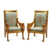 A Pair of Italian Carved Giltwood Armchairs