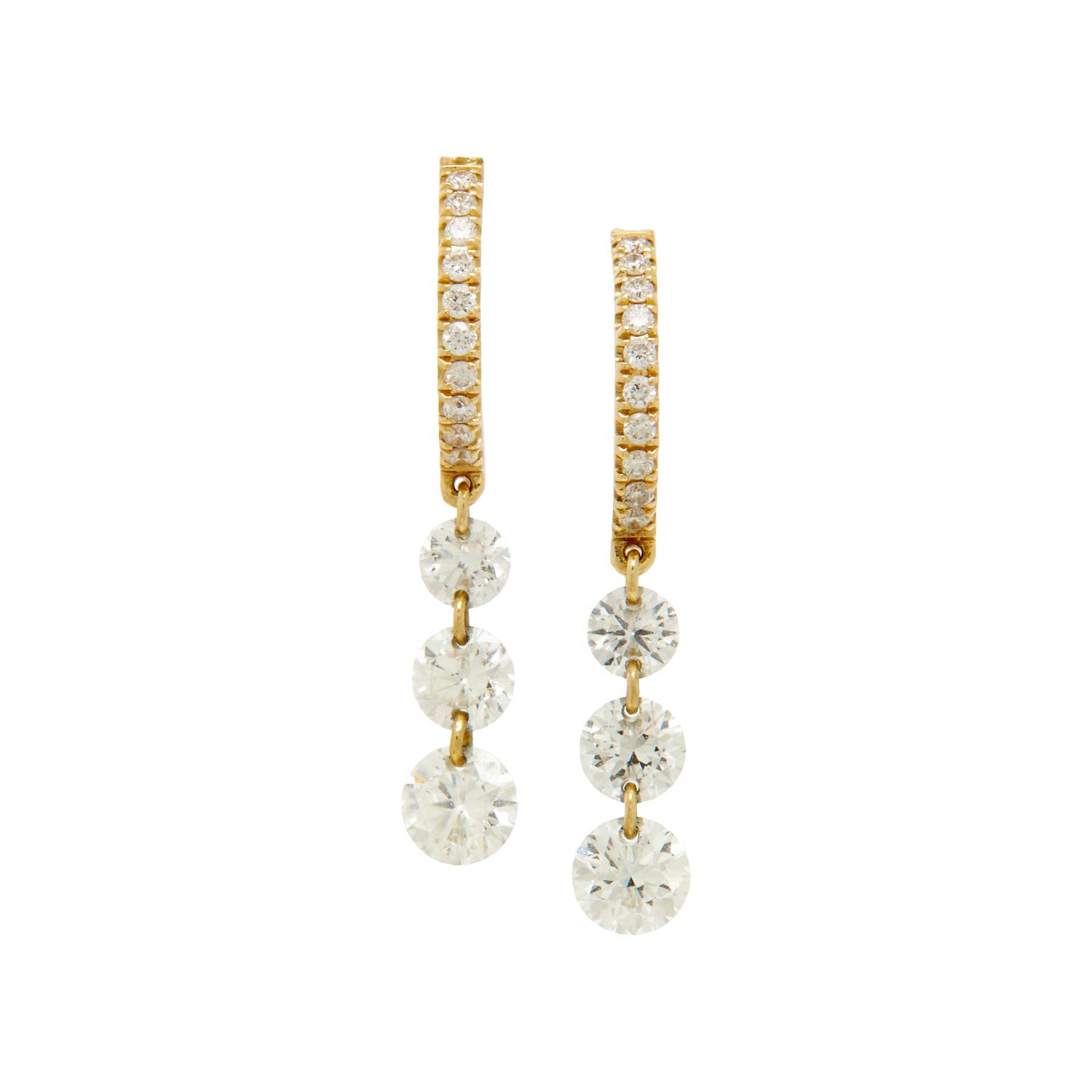 RAPHAELE CANOT, YELLOW GOLD AND DIAMOND 'SET FREE' EARRINGS