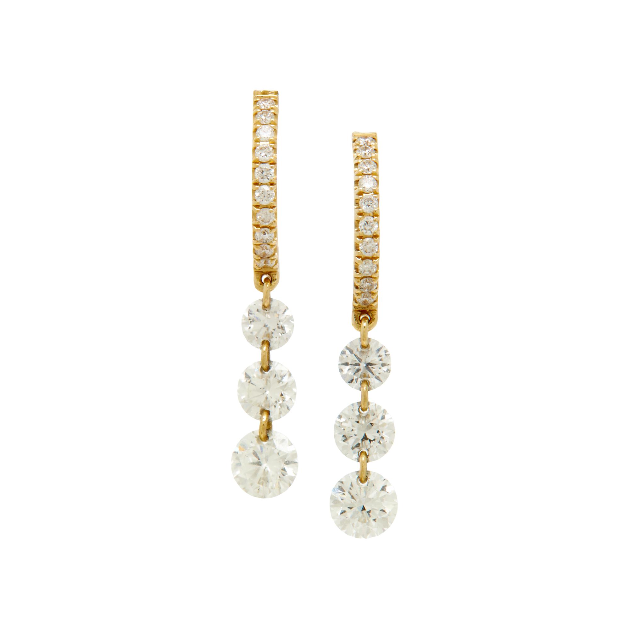 RAPHAELE CANOT, YELLOW GOLD AND DIAMOND 'SET FREE' EARRINGS