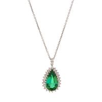 GREEN TOURMALINE AND DIAMOND PENDANT NECKLACE
