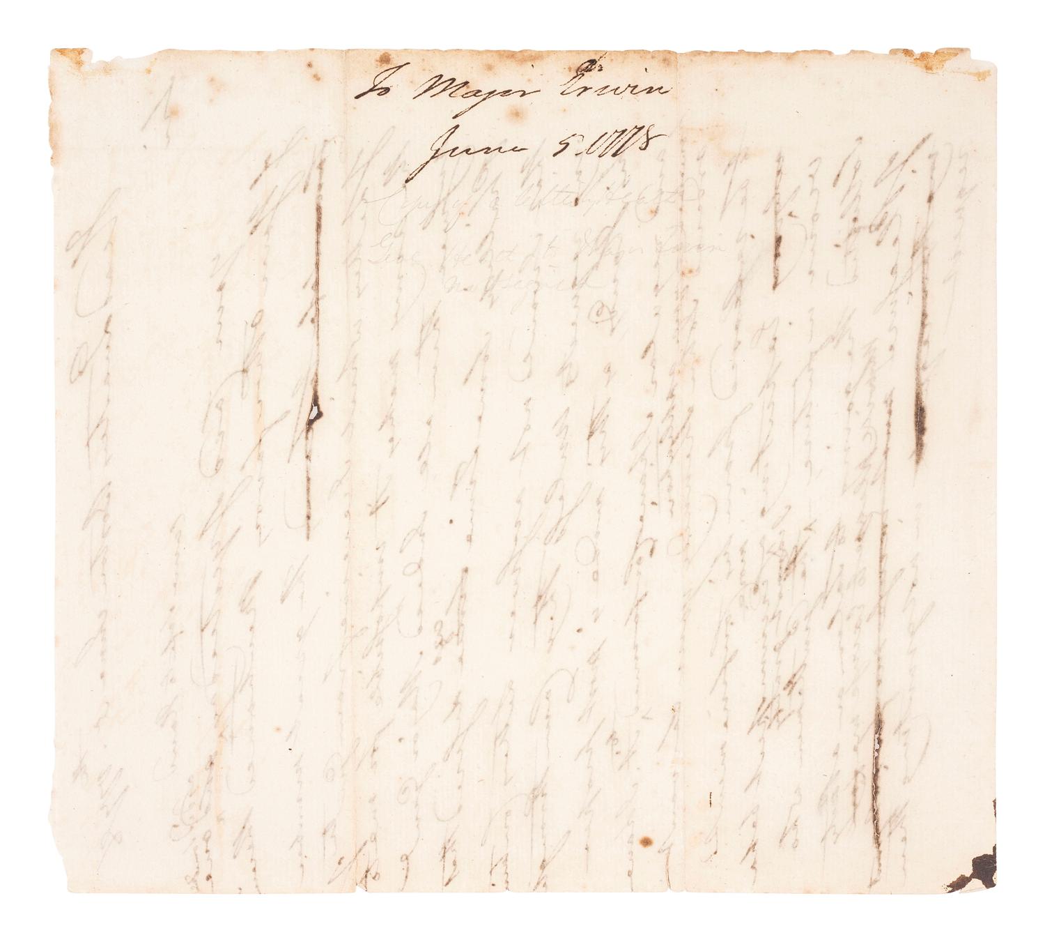 [REVOLUTIONARY WAR]. HEATH, General William (1737-1814). Letter from General Heath, 1778.