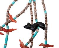 Zuni Multi-Strand Bird and Bear Fetish Necklace