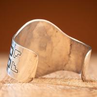 Herbert Komayouse (Hopi, act. since 1940s) Pahlik Mana Silver Overlay Cuff Bracelet