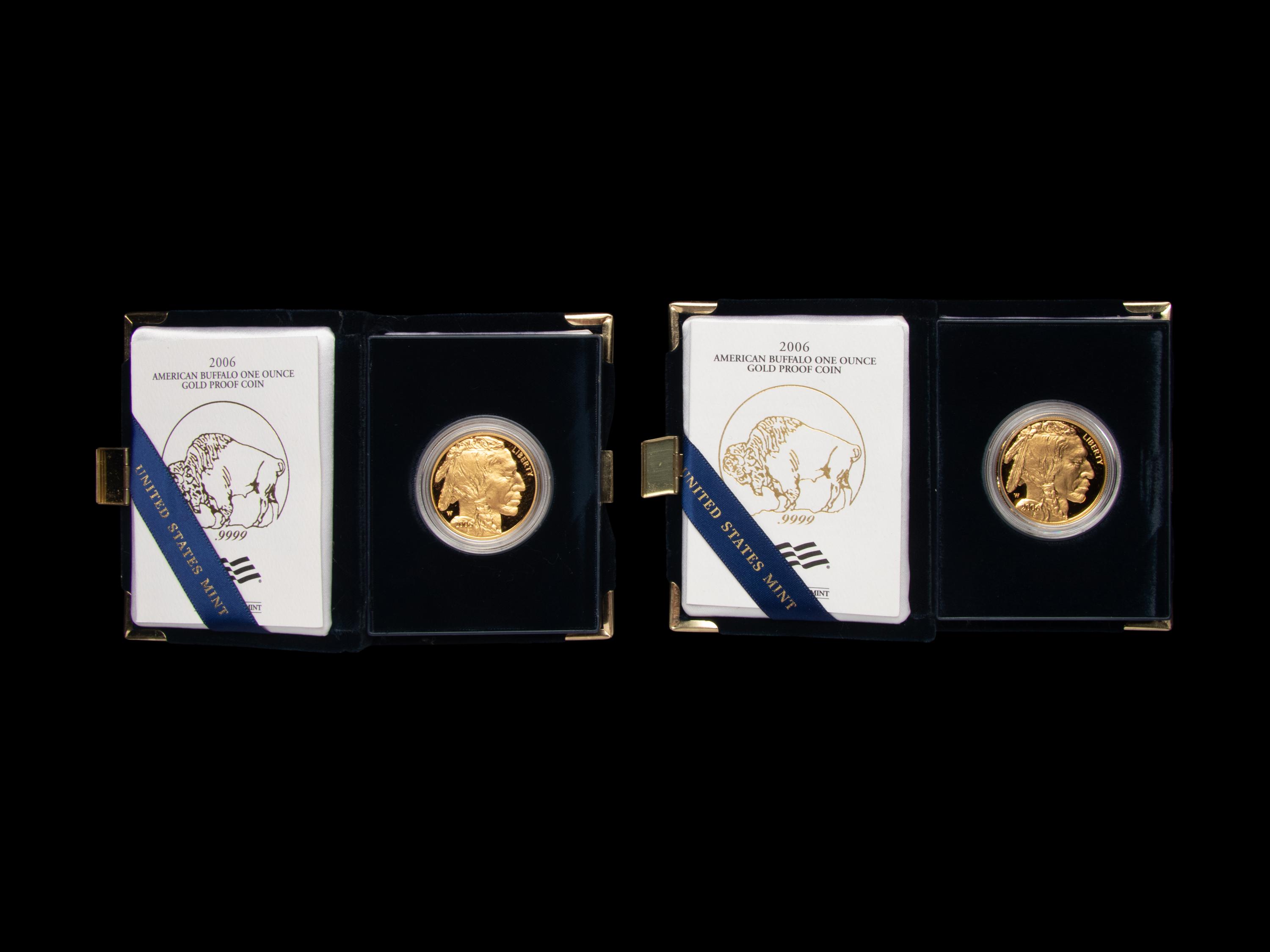 Two 2006-W American Buffalo $50 1 oz. Gold Proof Coins