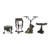 Three Grand Tour Style Patinated Metal Stands