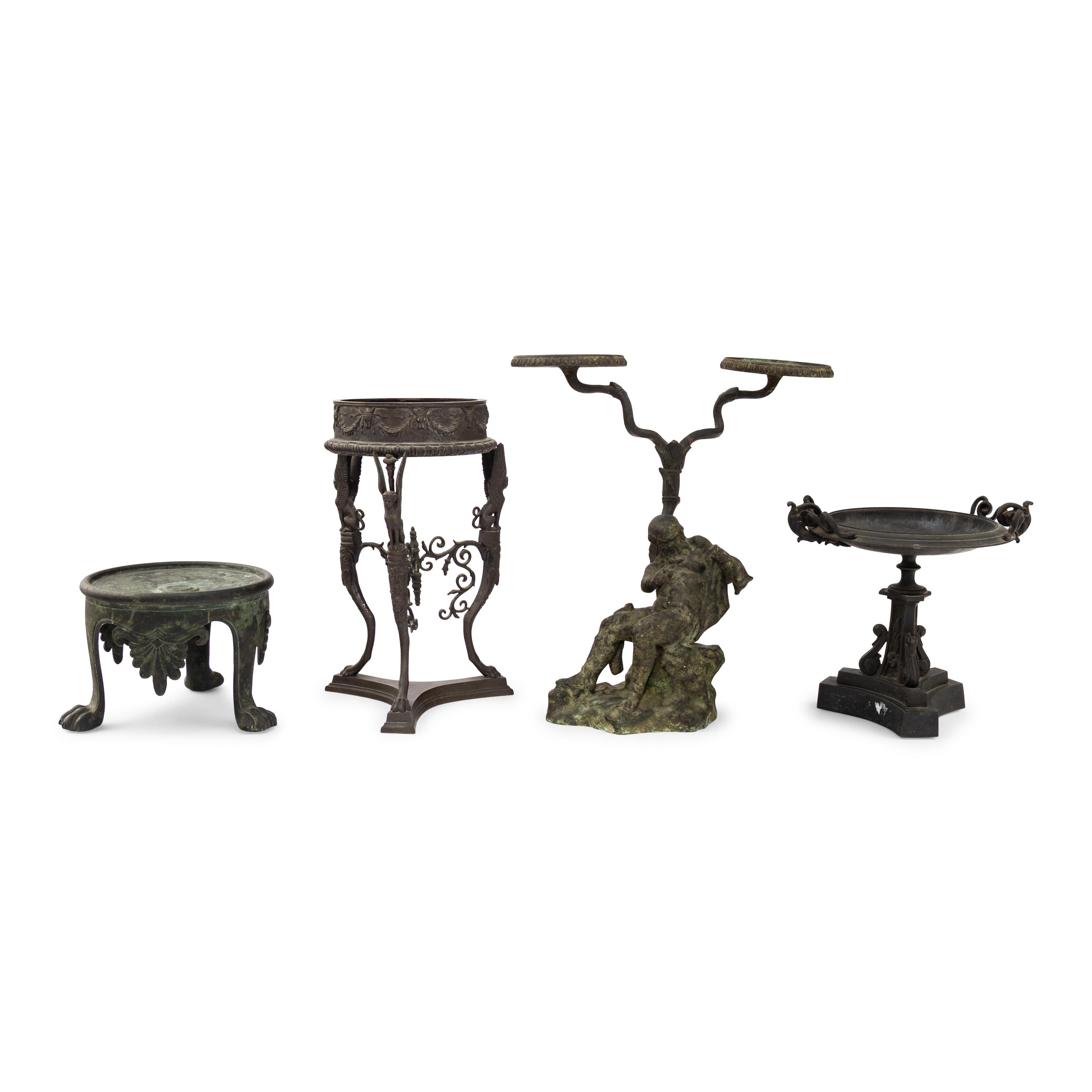 Three Grand Tour Style Patinated Metal Stands