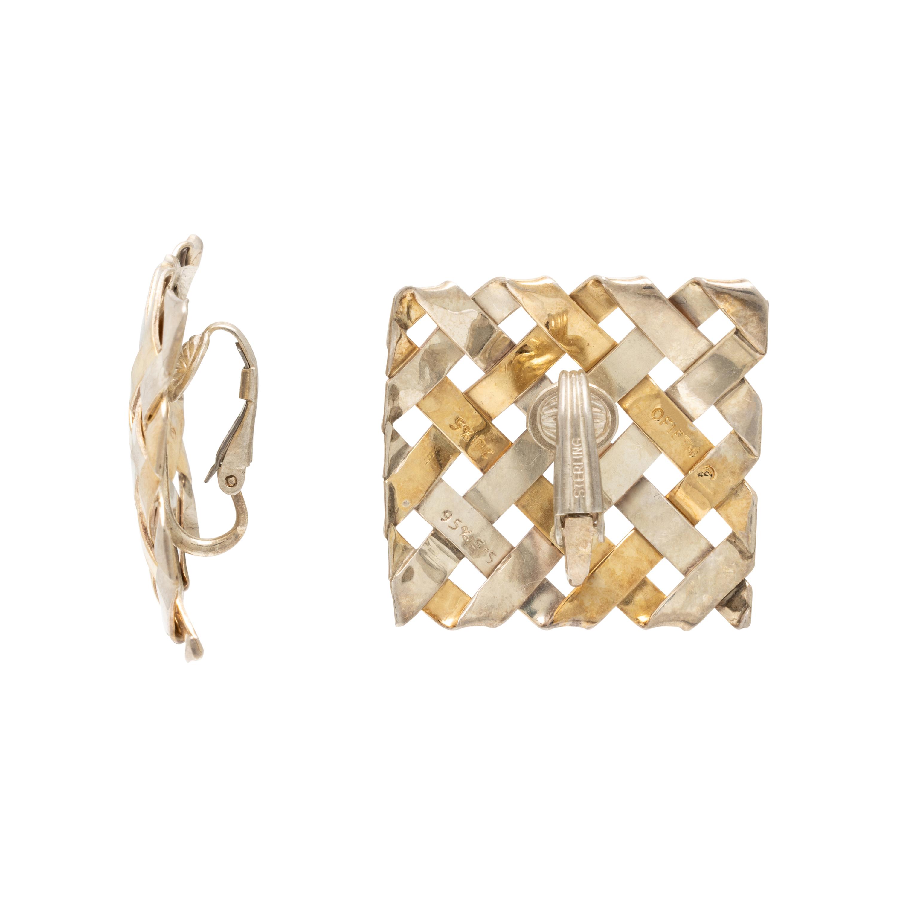 Gabriel Ofiesh, Sterling Silver and Yellow Gold-Plated Woven Earrings