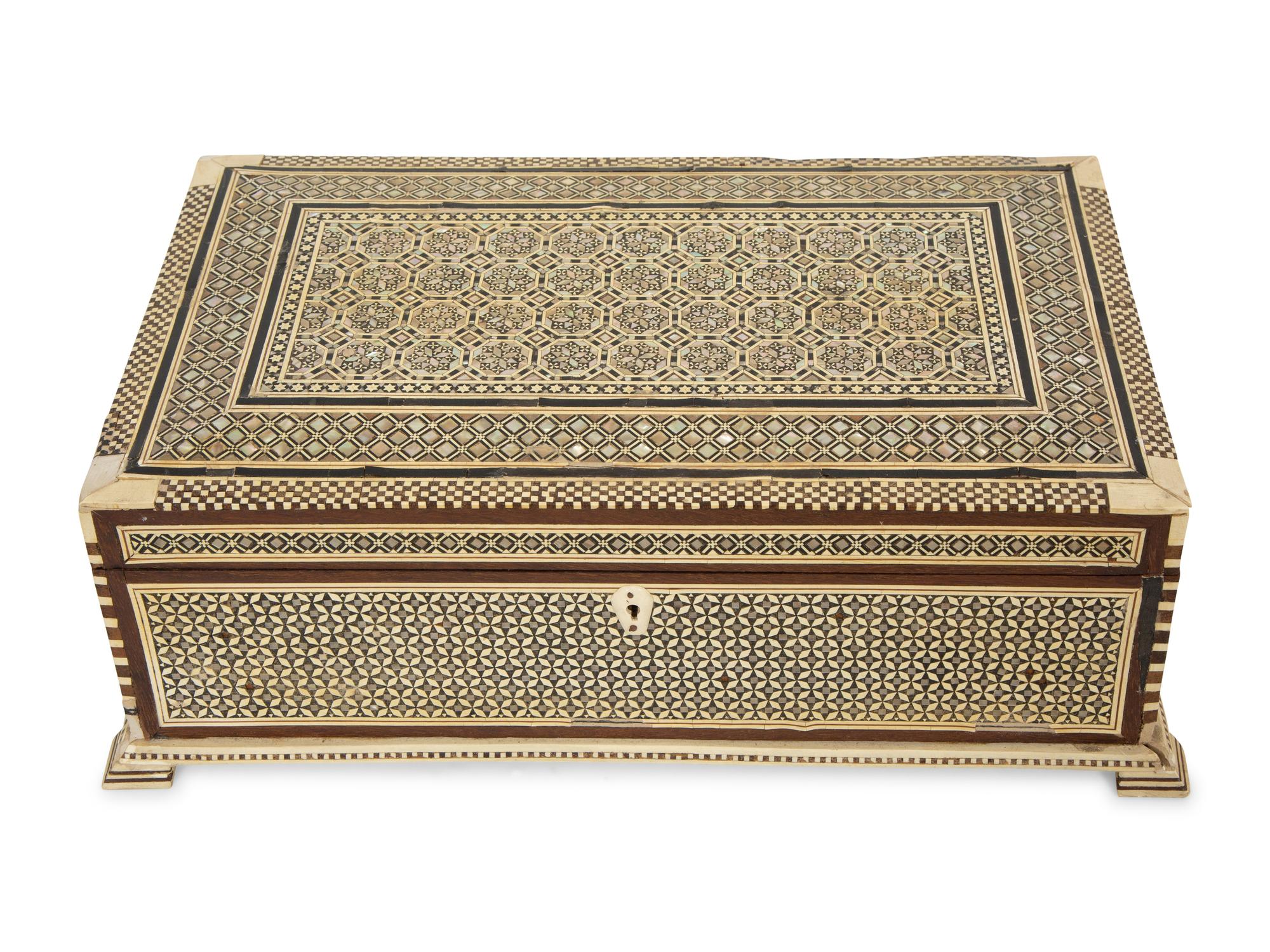 An Egyptian Mother-of-Pearl Parquetry Table Box