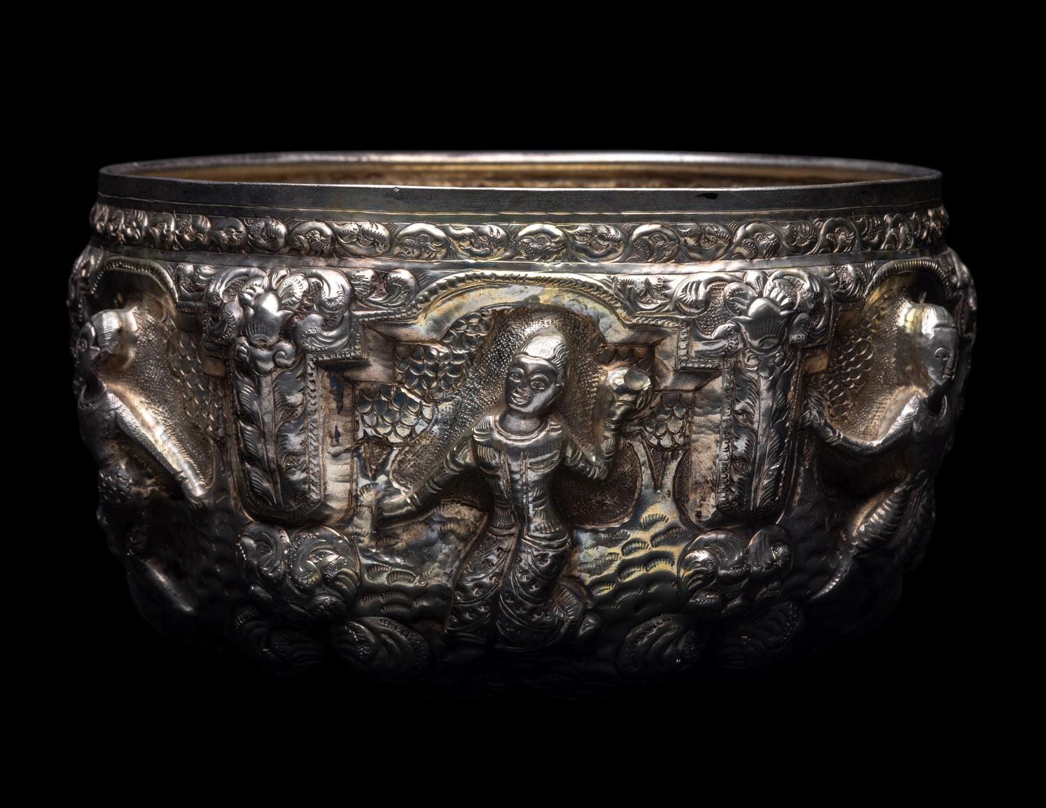 A Thai Repoussé Silver Bowl