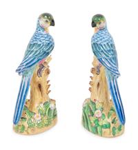 A Pair of Chinese Export Porcelain Parrots