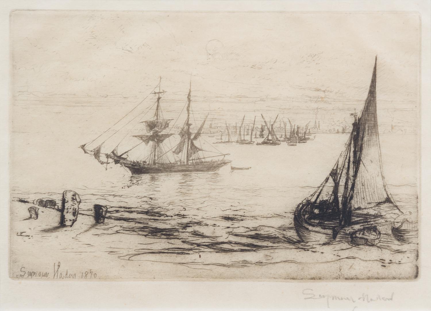 Francis Seymour Haden, (British, 1818-1910), A Brig at Anchor, c. 1870