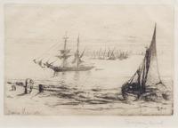 Francis Seymour Haden, (British, 1818-1910), A Brig at Anchor, c. 1870