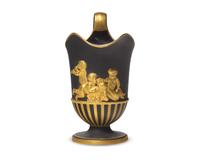 A Wedgwood Parcel-Gilt Black Basalt Creamer