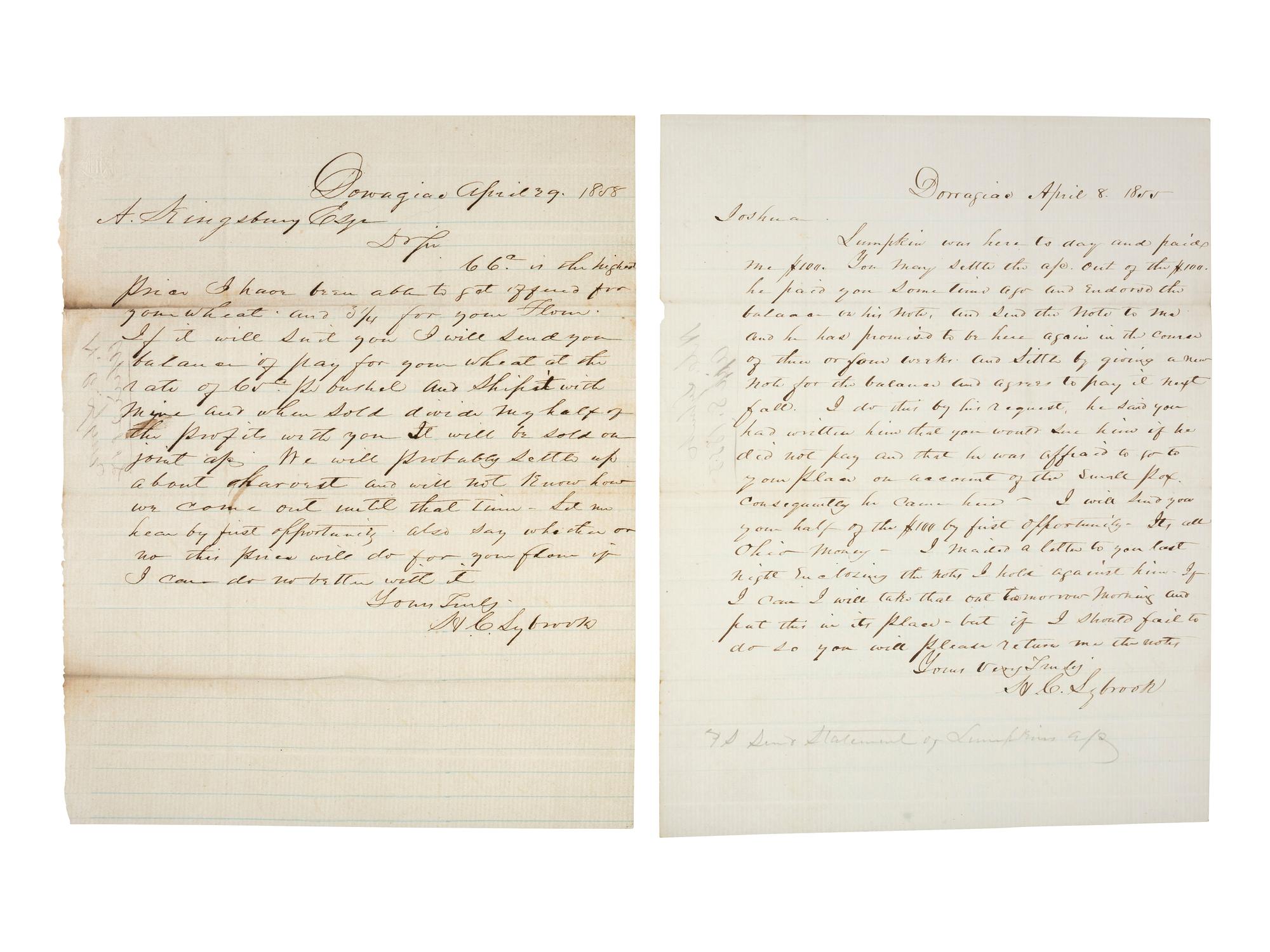 [MICHIGAN]. A group of documents related to Michigan merchant Asa Kingsbury, including: