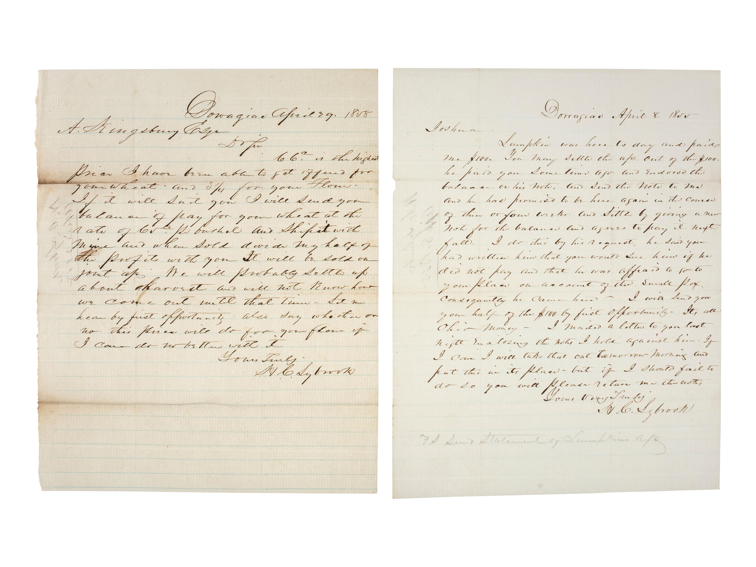 [MICHIGAN]. A group of documents related to Michigan merchant Asa Kingsbury, including: