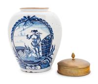 A Delft Blue and White Tobacco Jar