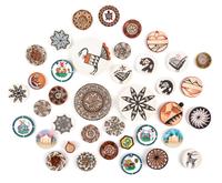 A Collection of Native American Pottery Plates Diameter of largest 2 1/4 inches. — Various Makers