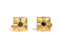 YELLOW GOLD, DIAMOND AND SAPPHIRE CUFFLINKS