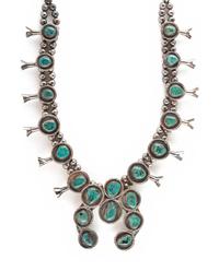 Navajo Silver and Turquoise Squash Blossom Necklace
