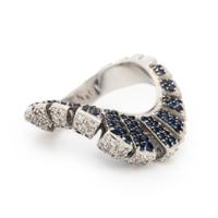 White Gold, Diamond, and Sapphire Twist Ring