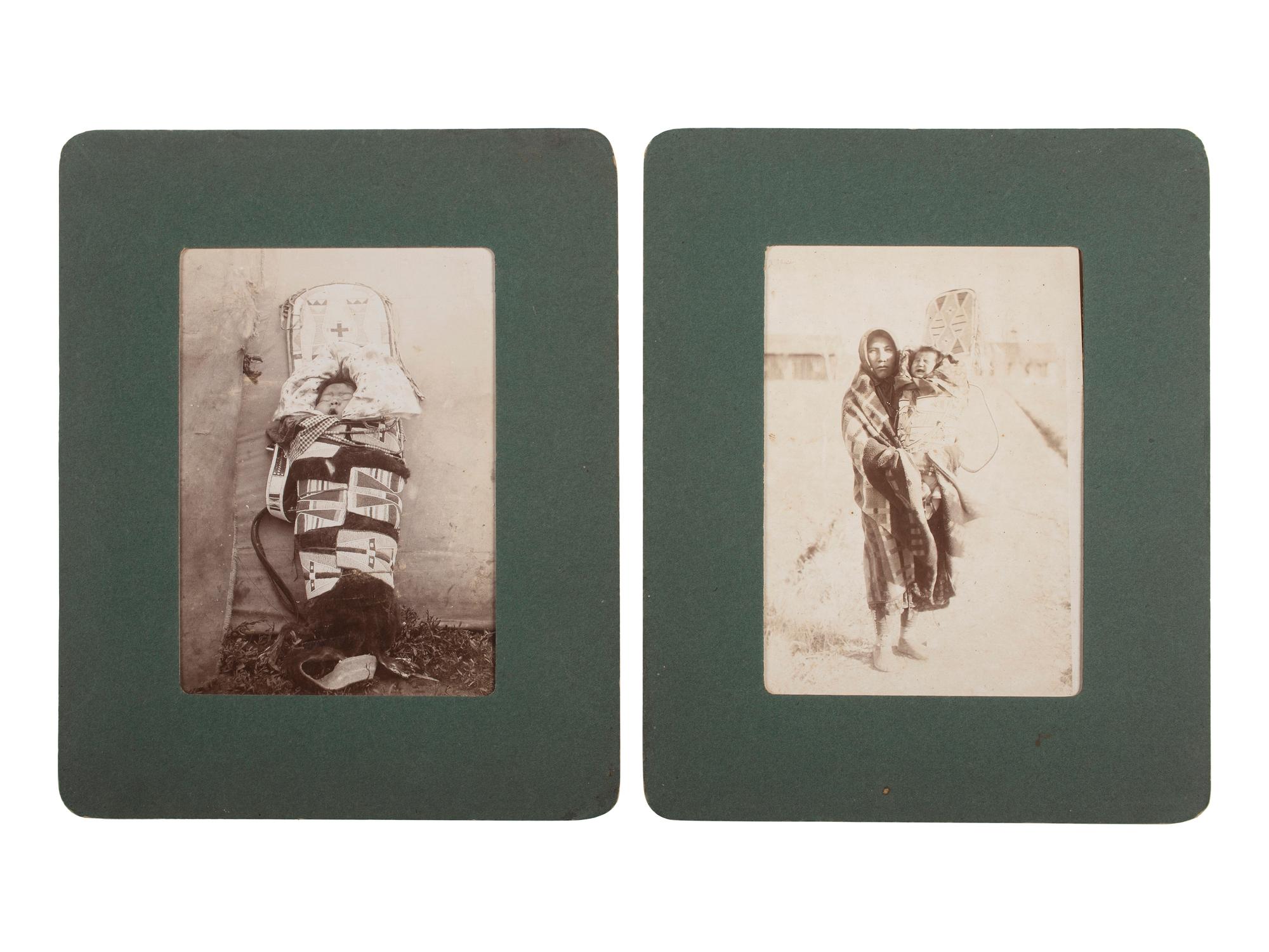 [NATIVE AMERICANS]. A group of 10 photographs of the Custer Battlefield and Crow Indians, incl. Chief "Two Moons" and "Curly."