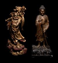 Two Chinese Gilt Wood Figures