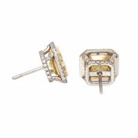 Fancy Yellow Diamond and Diamond Earrings