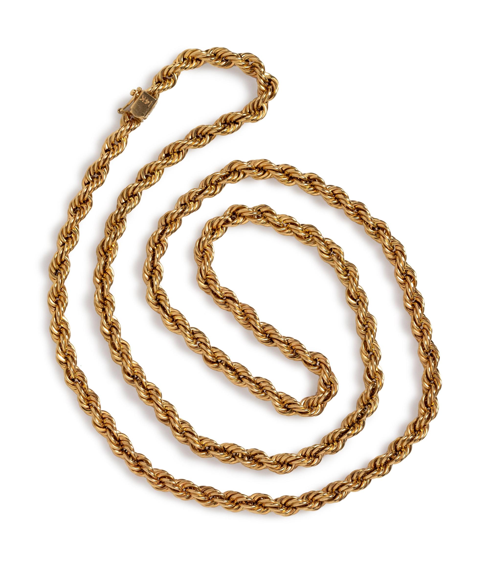 A 14 Karat Yellow Gold Longchain Necklace,