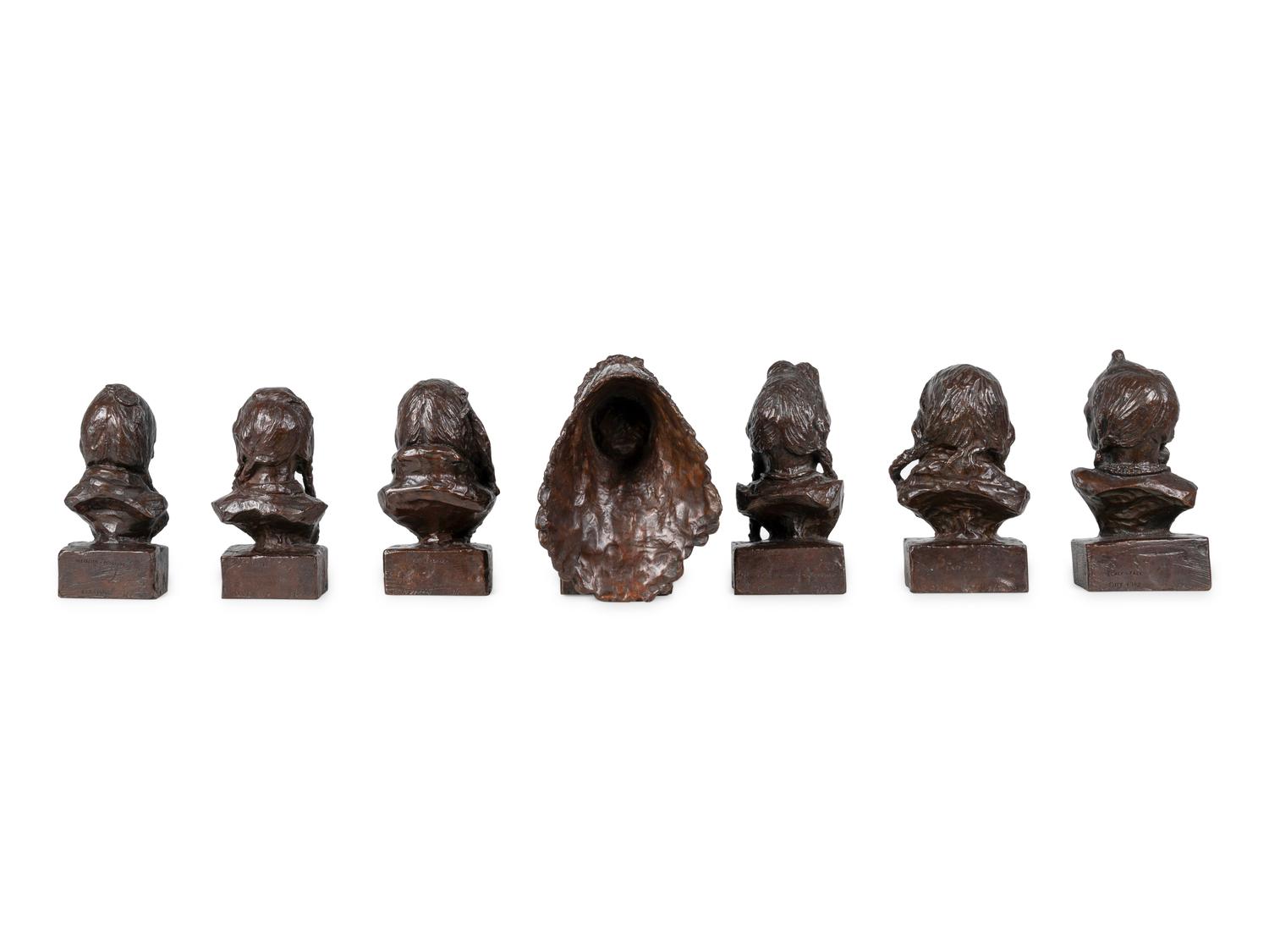 Seven Sculptures: Last Star , Calf-Tail, Two-Gun-White-Calf, Eagle-Calf, Medicine-Bossribs, Turtle and Weasel Feather , edition 8/30