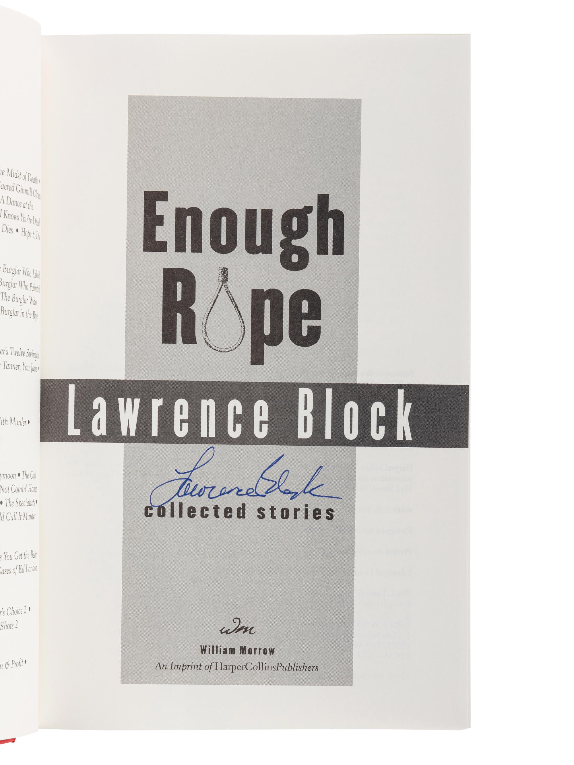 BLOCK, Lawrence (b. 1938). A group of 6 works by Block, ALL FIRST EDITIONS, ALL SIGNED OR INSCRIBED, comprising:
