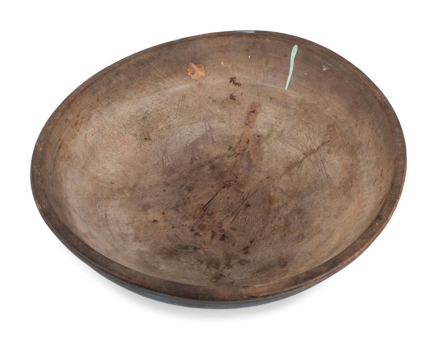 A Turned Wood Bowl in Blue Paint