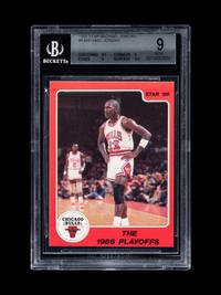 A 1986 Star Michael Jordan Set Break Basketball Card No. 8 The 1986 Playoffs (BGS 9 MINT, 9.5 Subgrade)