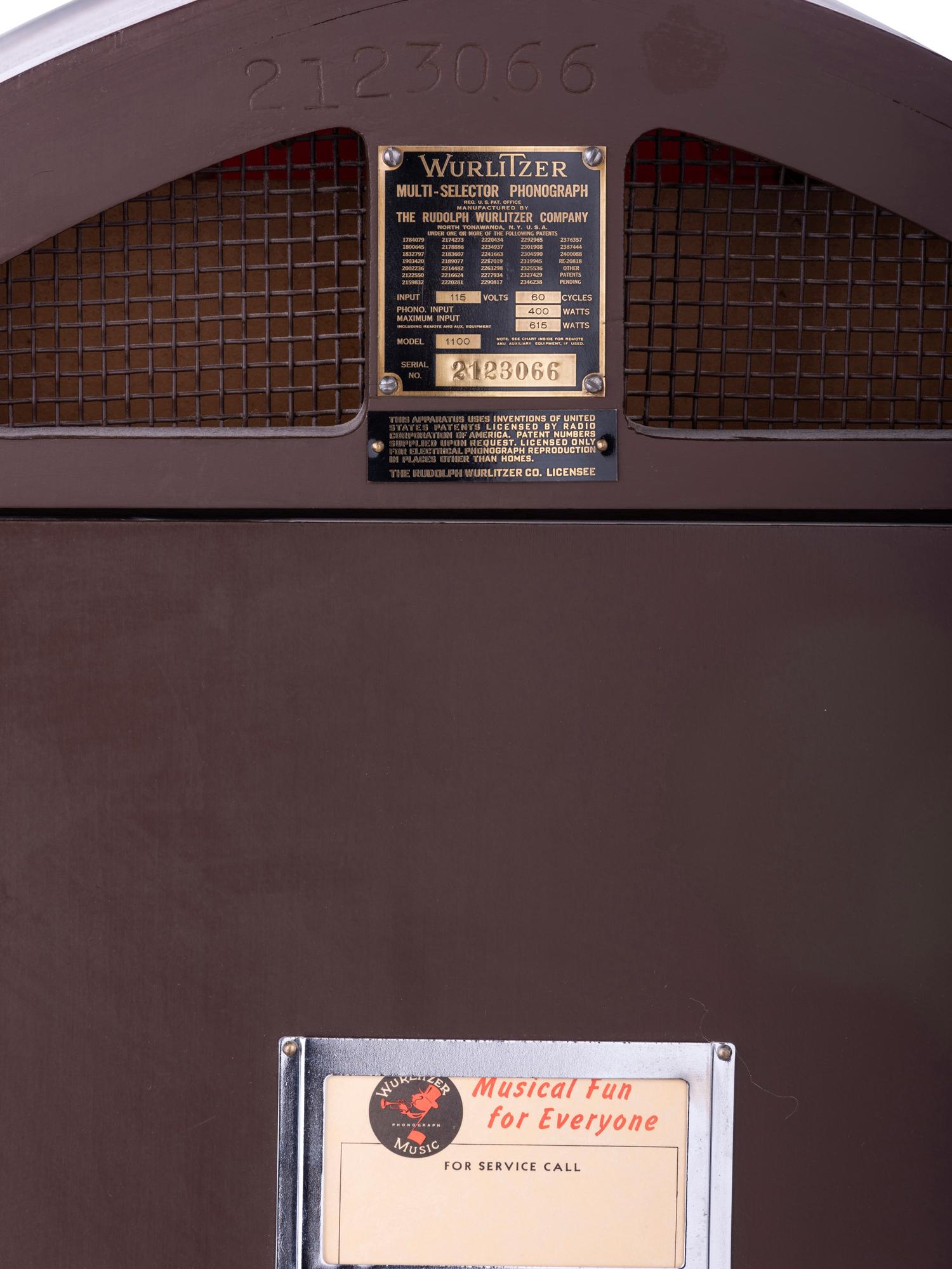 A Wurlitzer Model 1100 Jukebox